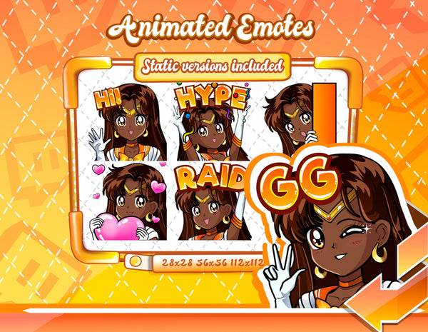 Animated 90's Anime Glam emotes V1