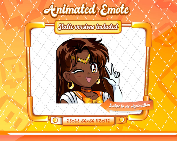 Animated 90's anime glam wink emote