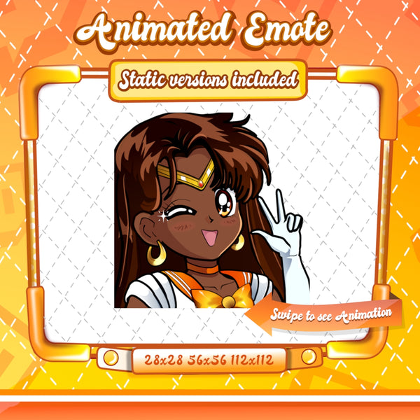 Animated 90's anime glam wink emote