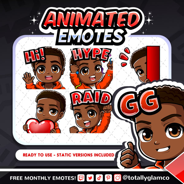 Animated Black boy emotes V1