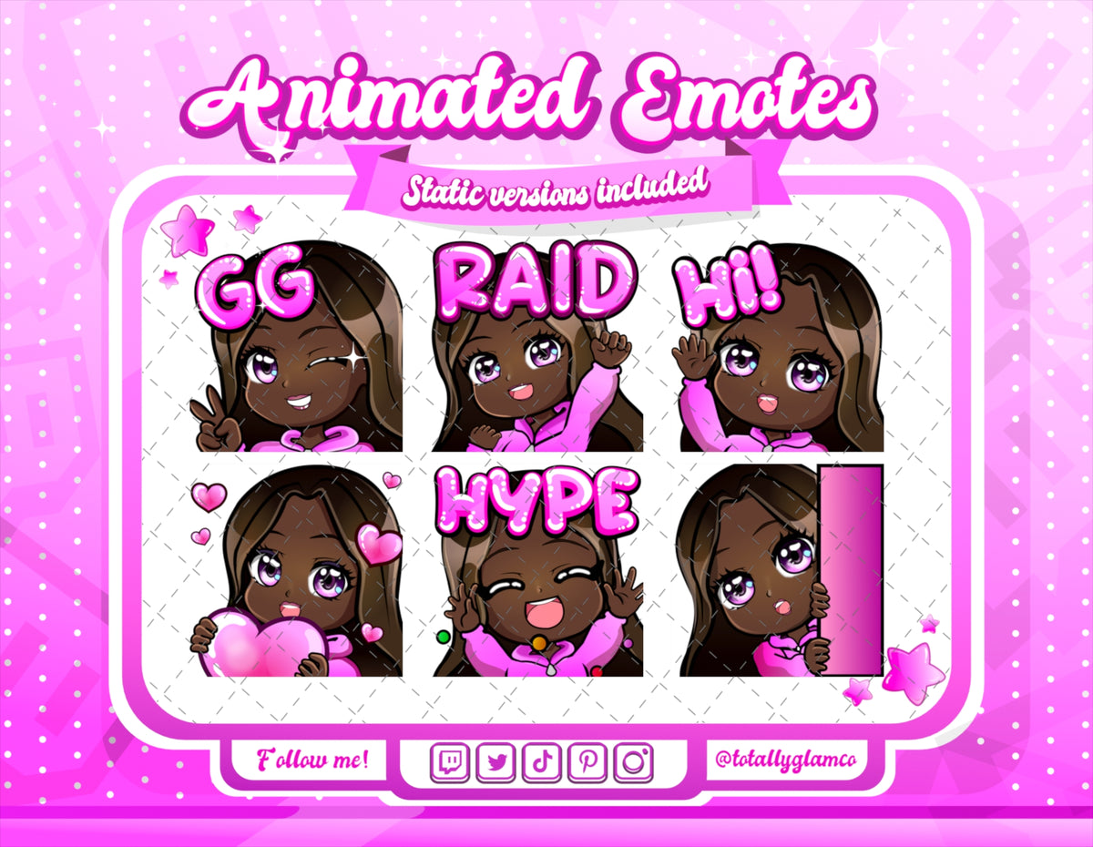 Animated black girl chibi emotes V1