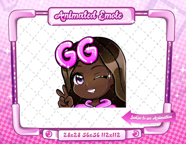 Animated black girl chibi emotes V1