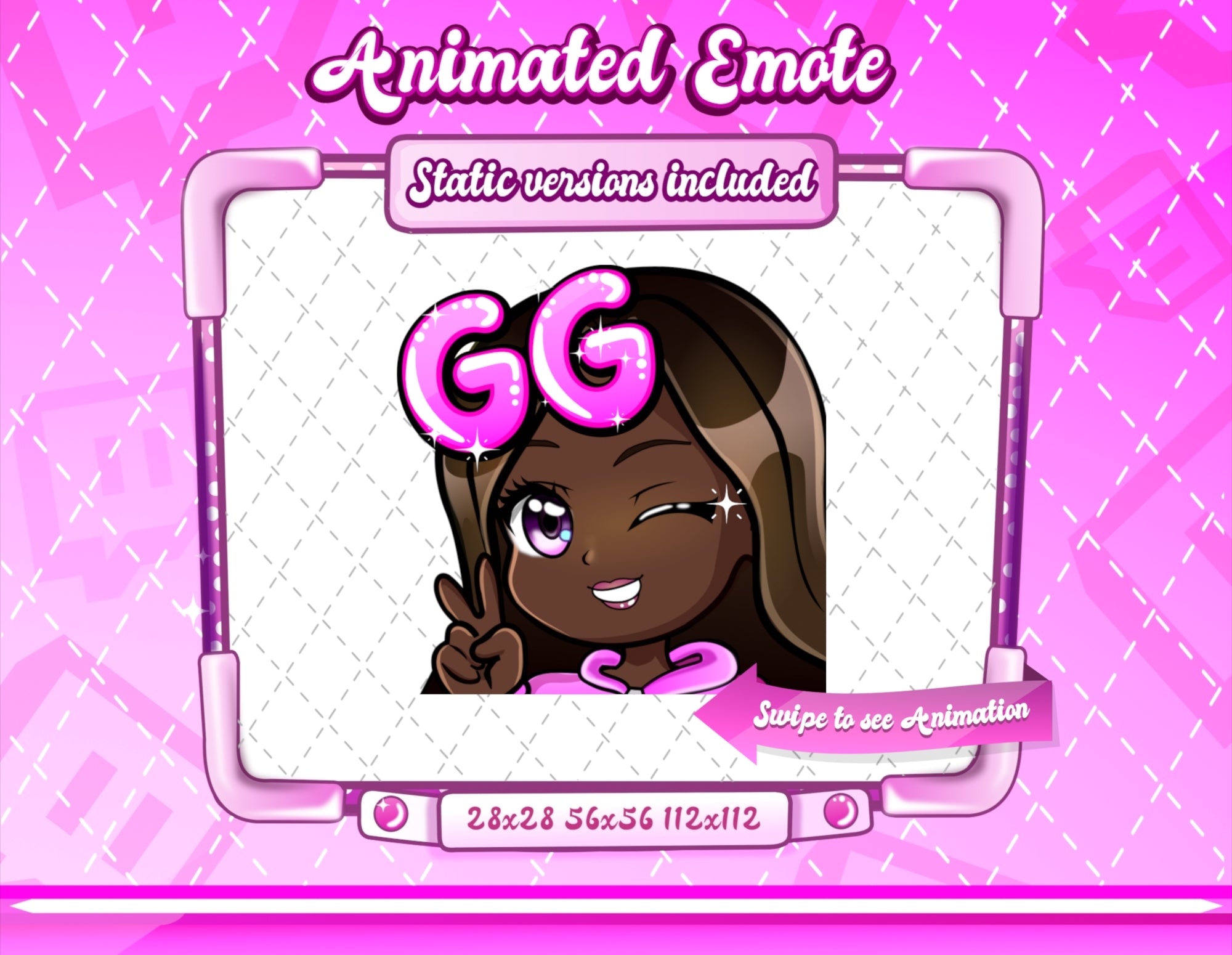 Animated Black Girl Chibi GG Emote – TotallyGlamCo