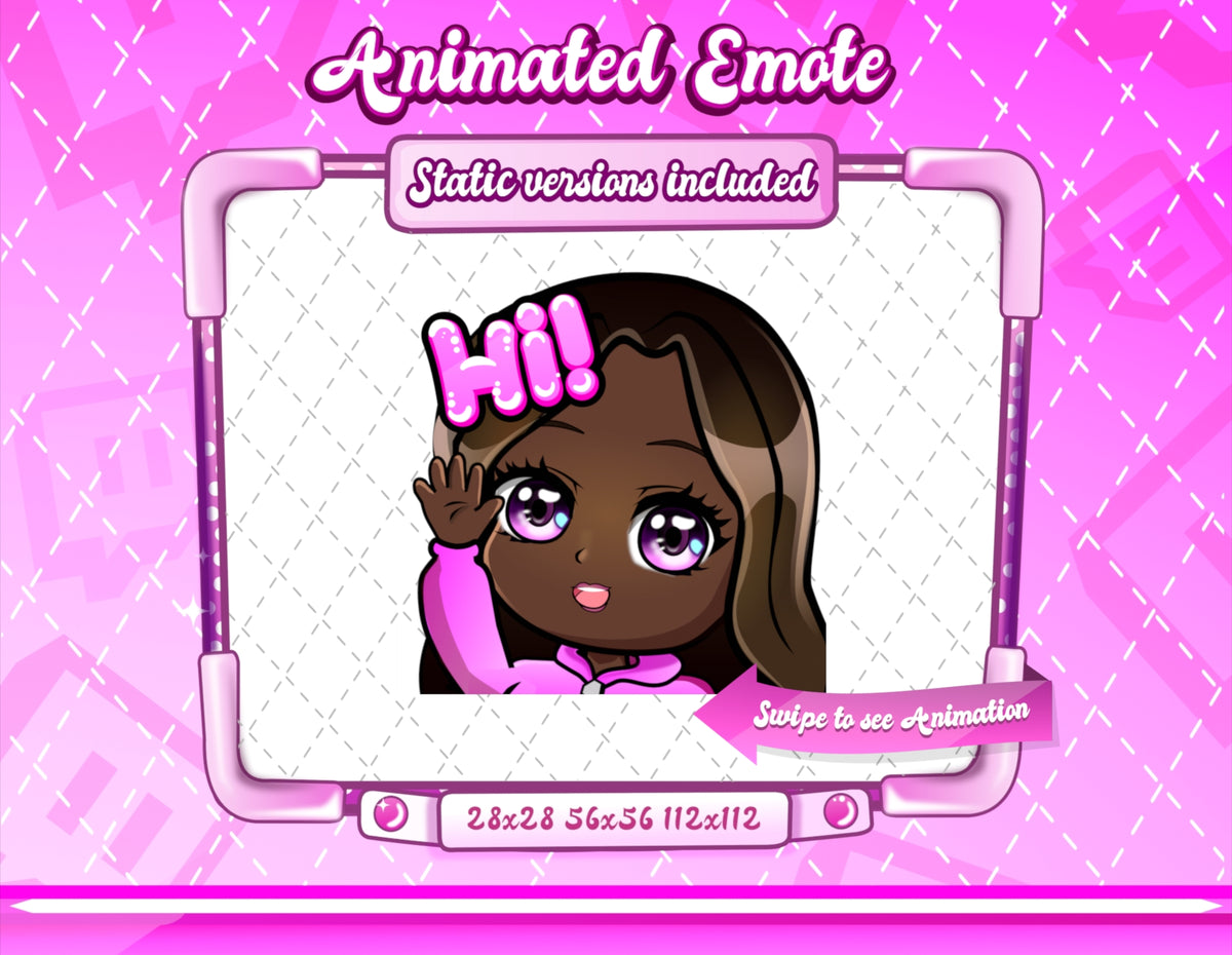 Animated black girl chibi emotes V1