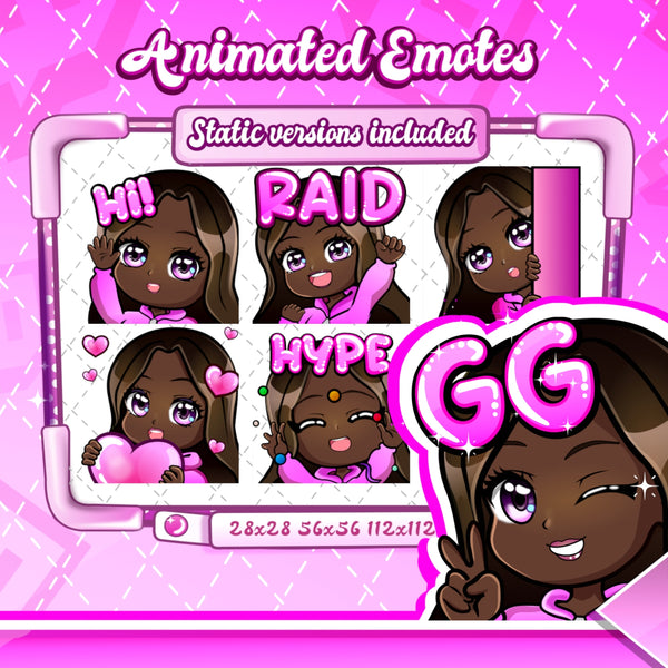 Animated black girl chibi emotes V1