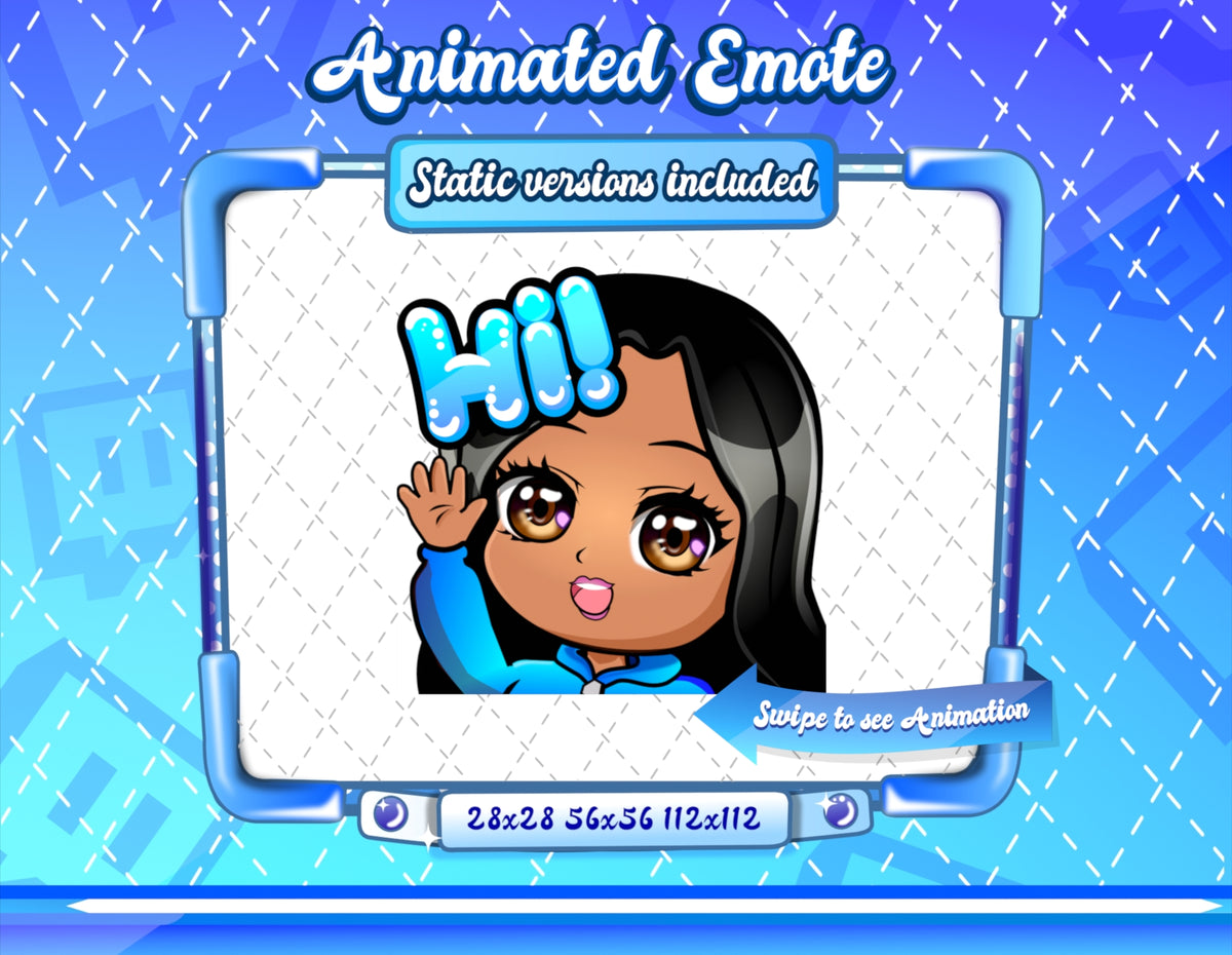 Animated latina girl chibi emotes V1