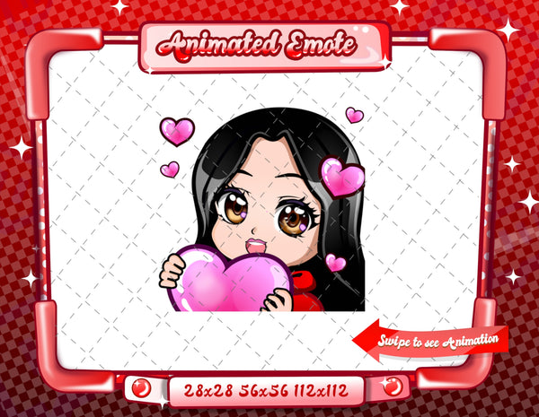 Animated black haired red chibi emotes V1