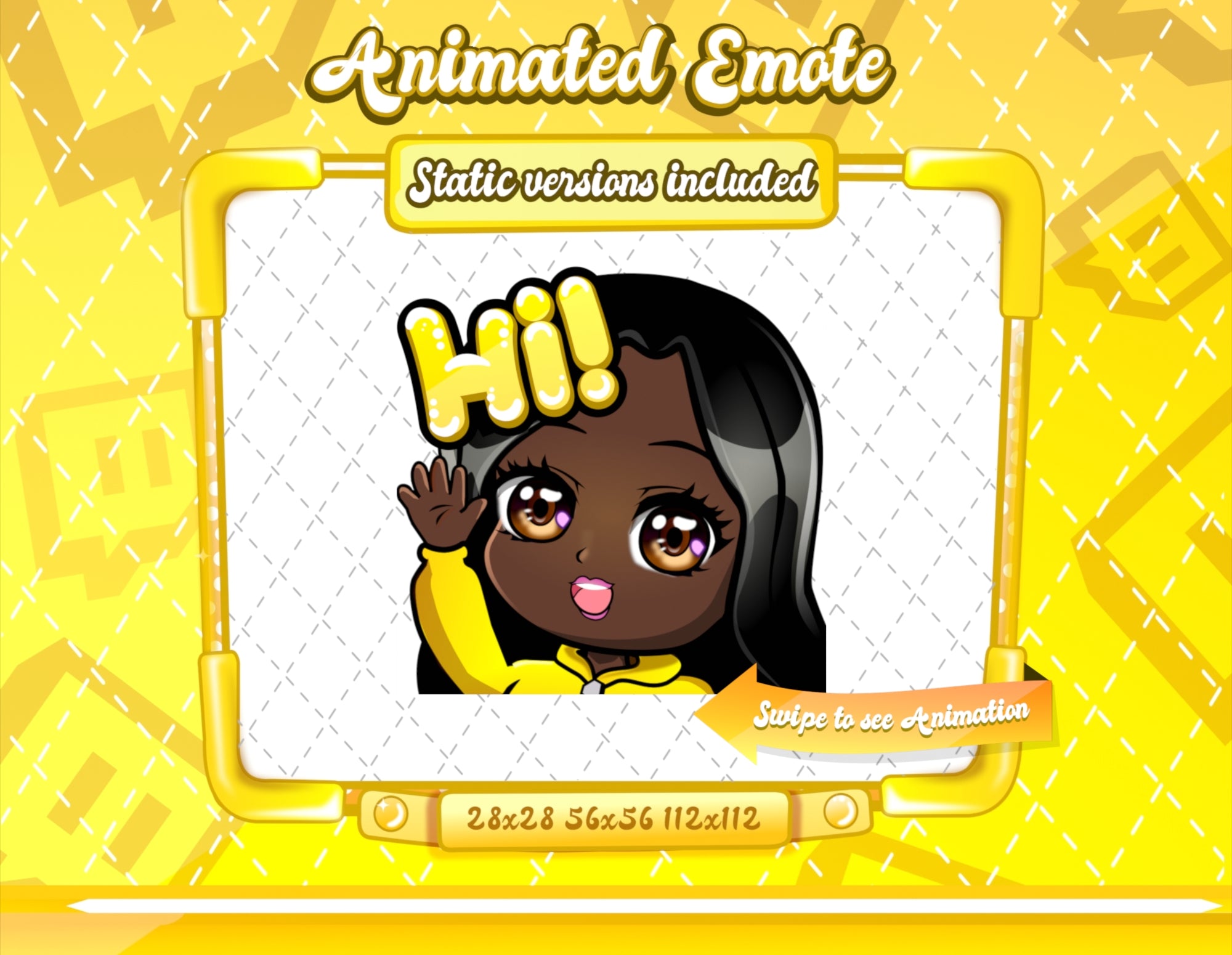 Animated Black Girl Chibi GG Emote – TotallyGlamCo