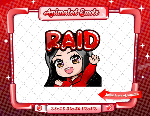 Animated black haired red chibi emotes V1