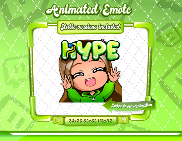 Animated Brown haired green chibi emotes V1