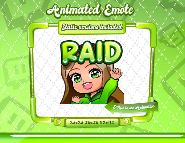 Animated Brown haired green chibi emotes V1