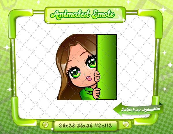 Animated Brown haired green chibi emotes V1