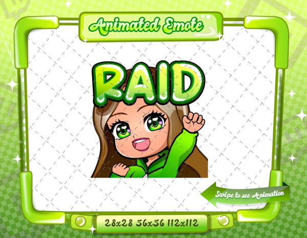 Animated Brown haired green chibi emotes V1