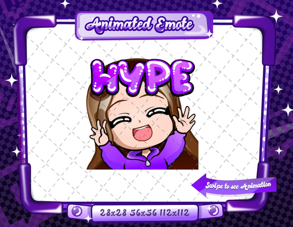 Animated Brown haired purple chibi emotes V1