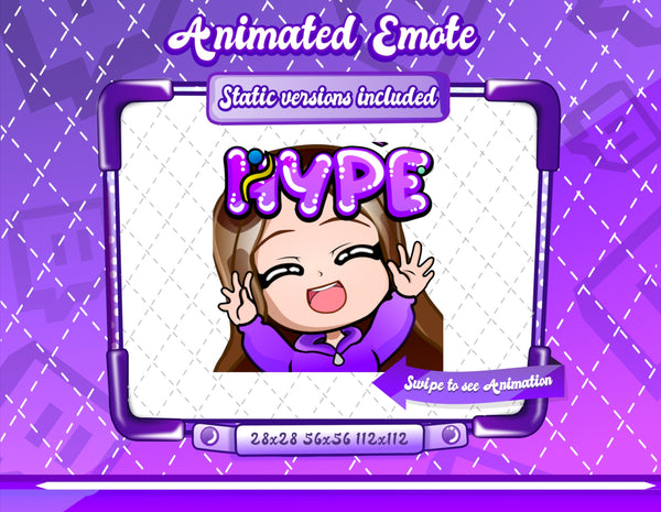Animated Brown haired purple chibi emotes V1