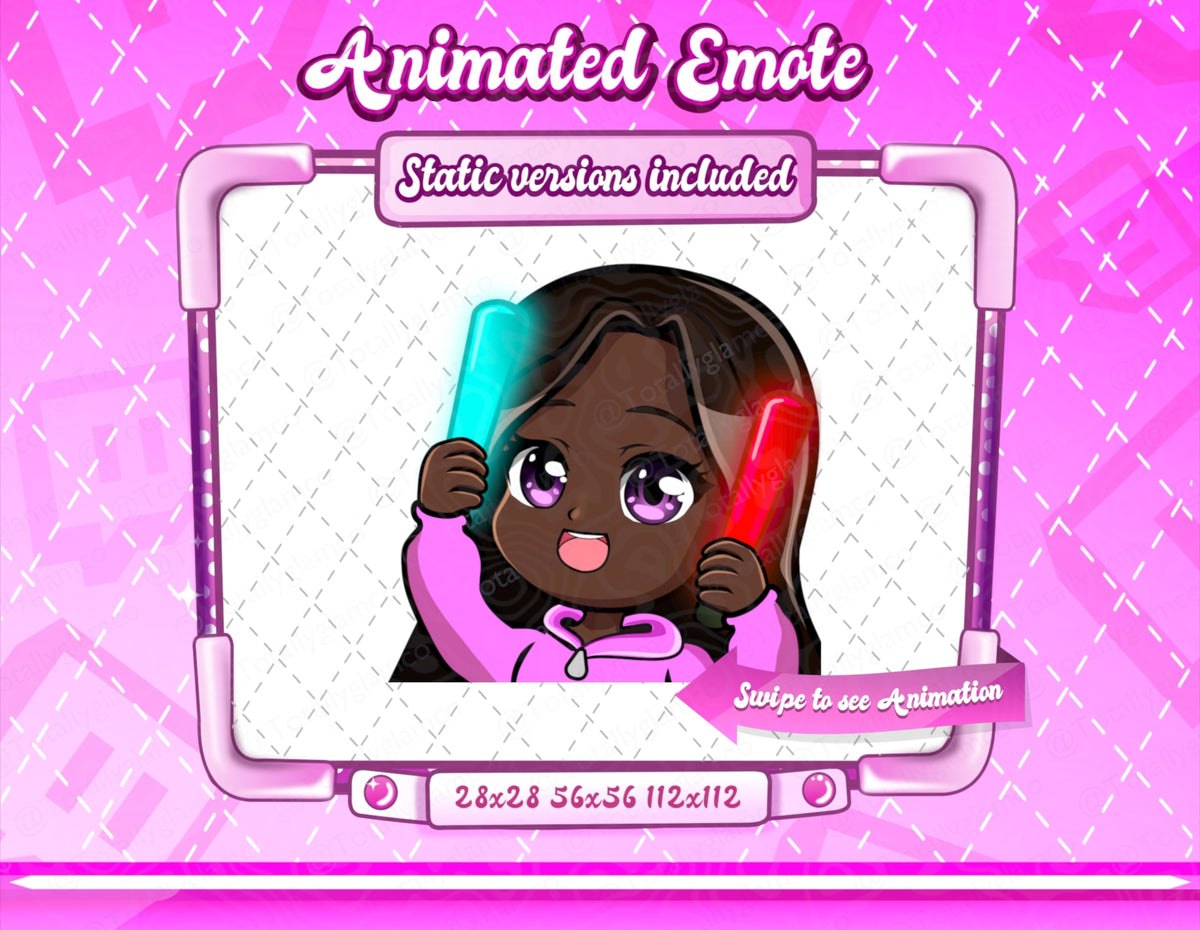 Animated black girl chibi emotes V2