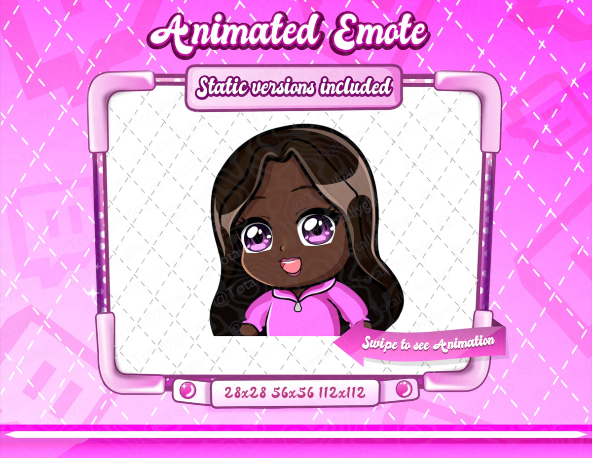 Animated black girl chibi emotes V2