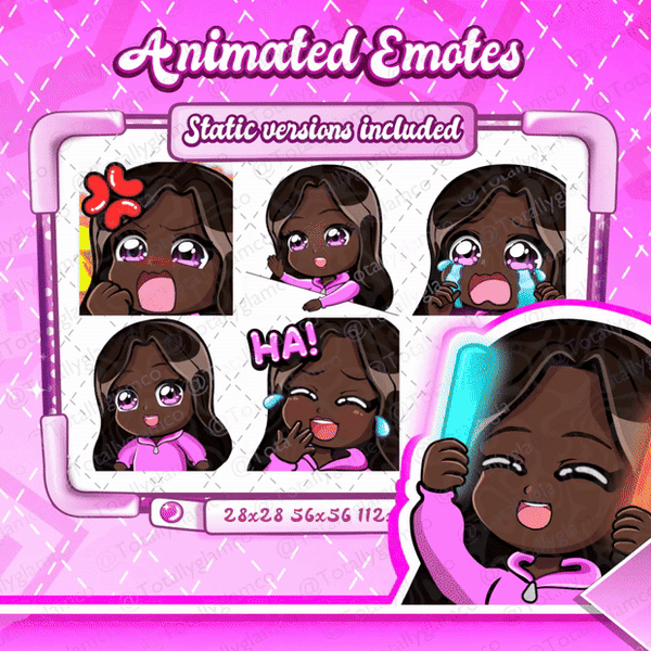Animated black girl chibi emotes V2