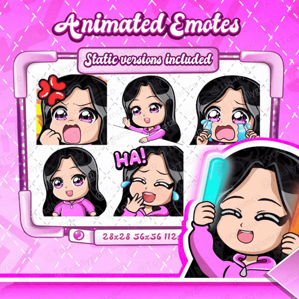 Animated black hair chibi emotes V2