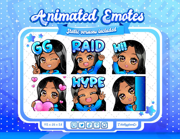 Animated latina girl chibi emotes V1