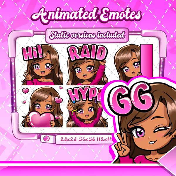 Animated Y2K Chibi Glam emotes V1