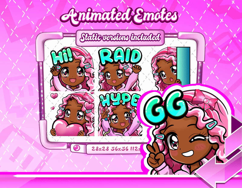 Animated 90's Chibi Glam Emotes