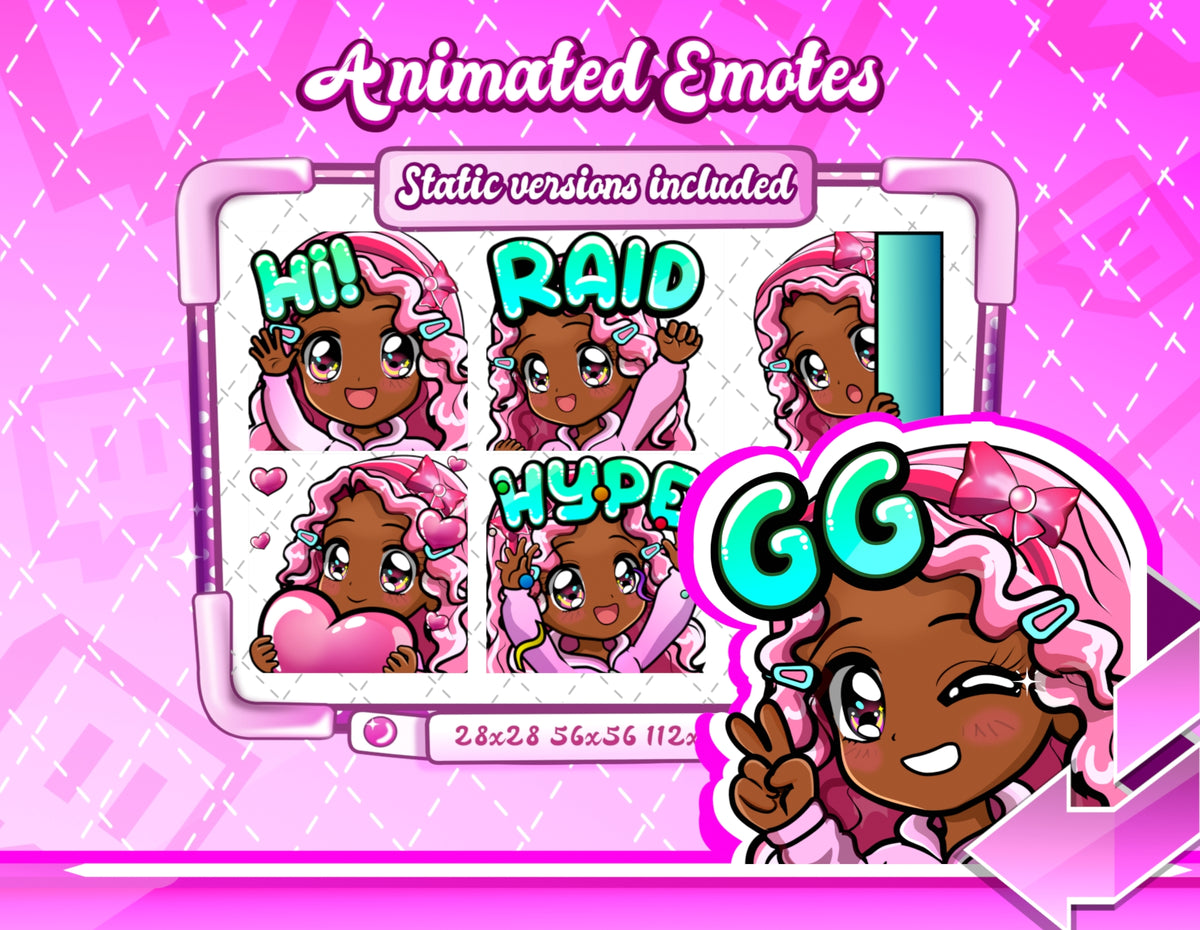 Animated 90's Chibi Glam Emotes