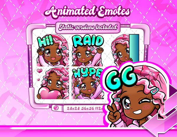 Animated 90's Chibi Glam Emotes