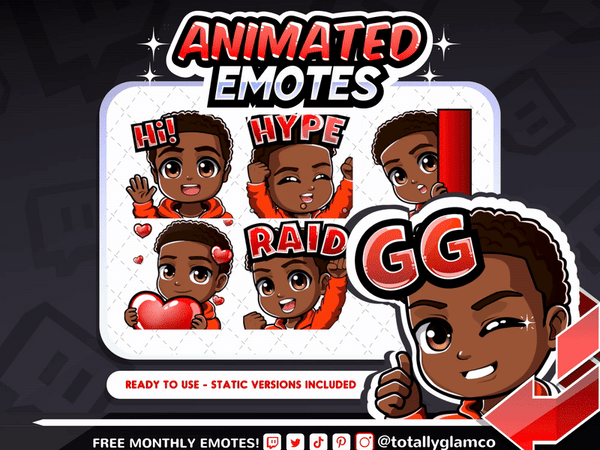 Animated Black boy emotes V1