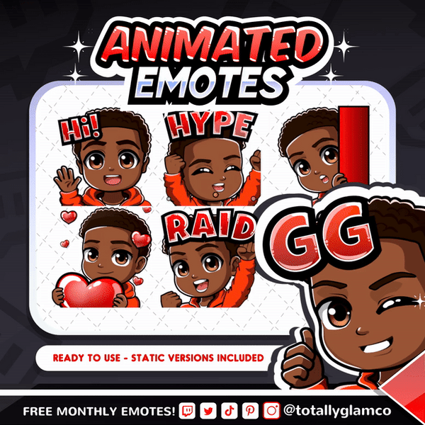 Animated Black boy emotes V1