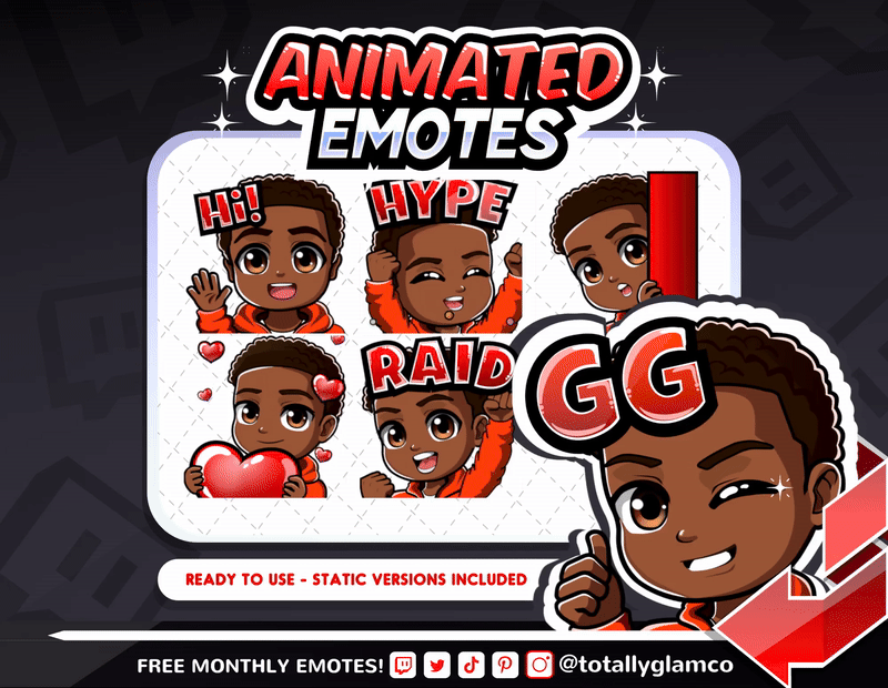 Animated Black boy emotes V1