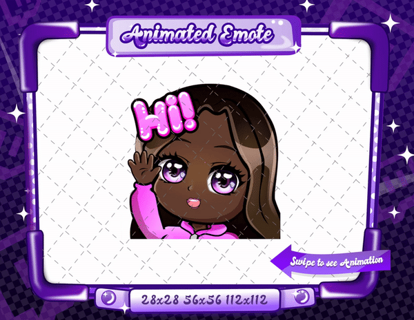 Animated black girl chibi hi emote