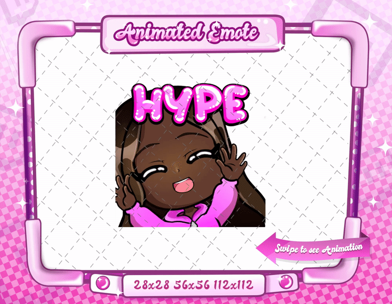 Animated black girl chibi hype emote