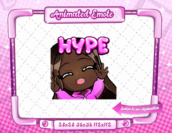 Animated black girl chibi hype emote