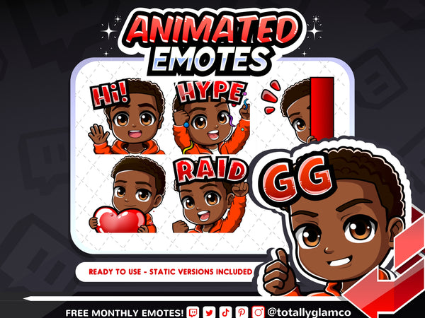 Animated Black boy emotes V1