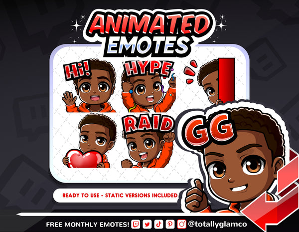 Animated Black boy emotes V1