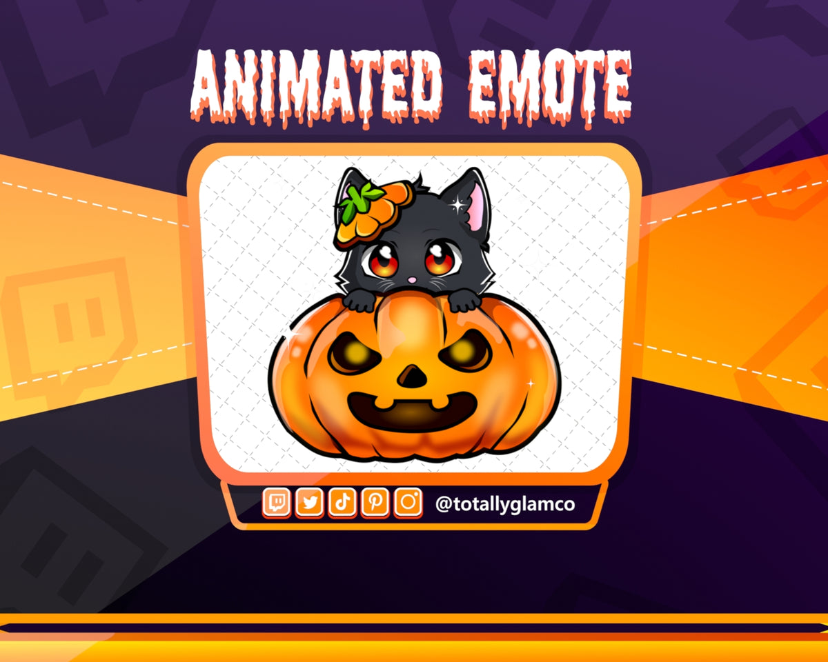 Animated Halloween cat Lurk emote