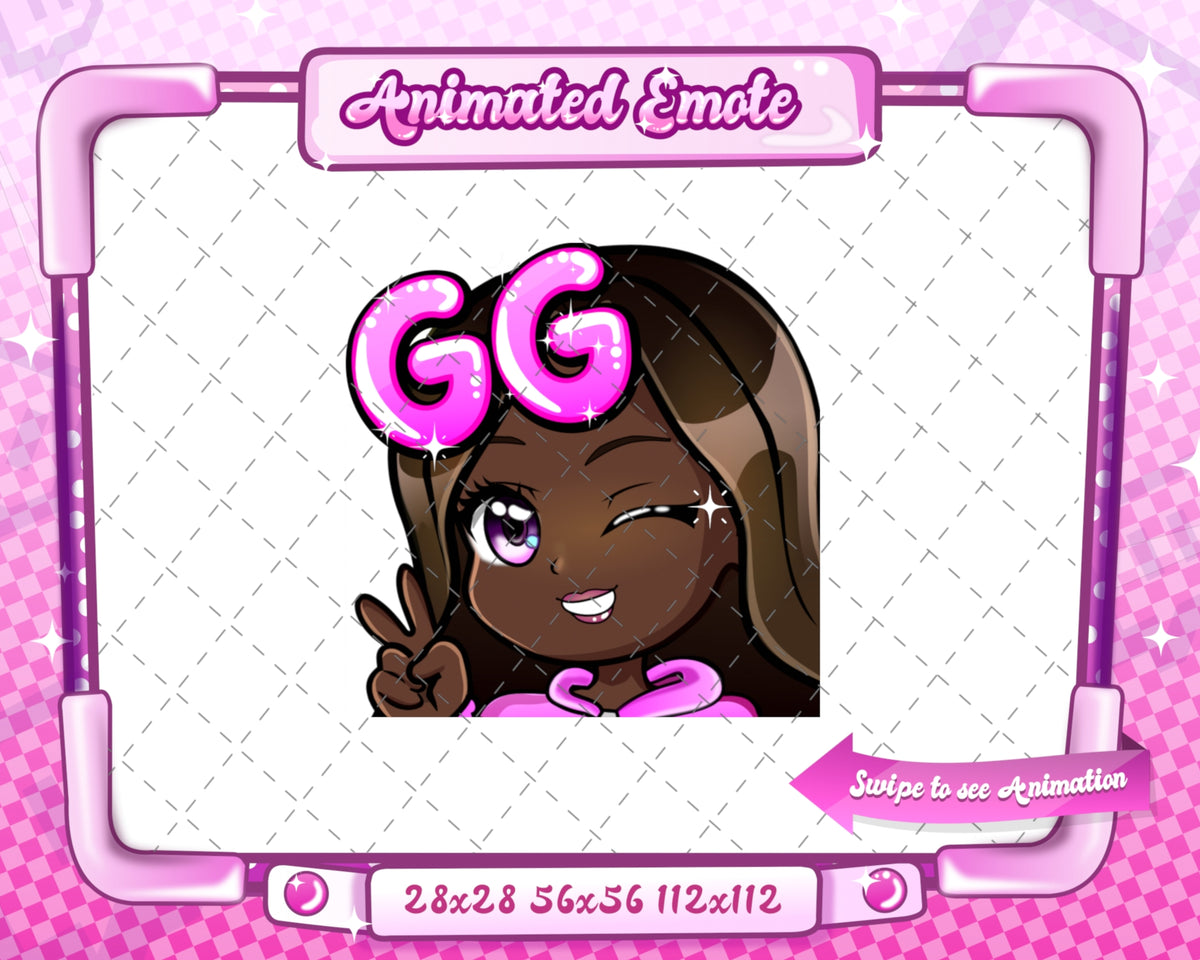 Animated black girl chibi emotes V1
