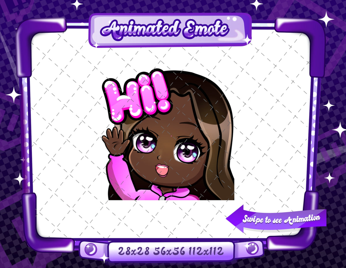 Animated black girl chibi hi emote