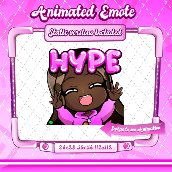 Animated black girl chibi hype emote