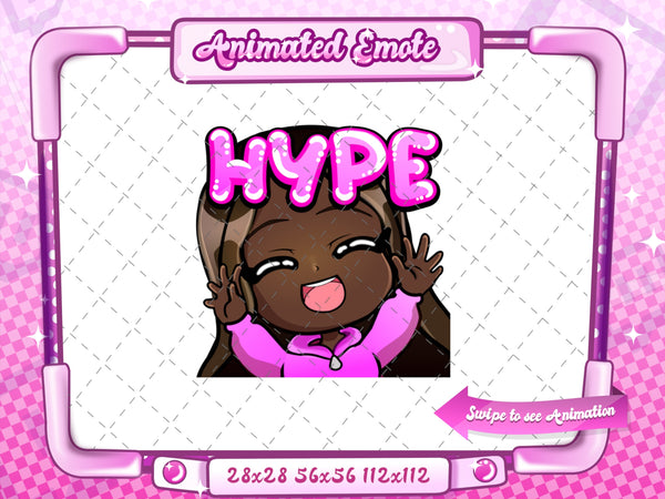 Animated black girl chibi hype emote