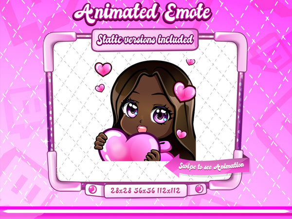 Animated black girl chibi love emote