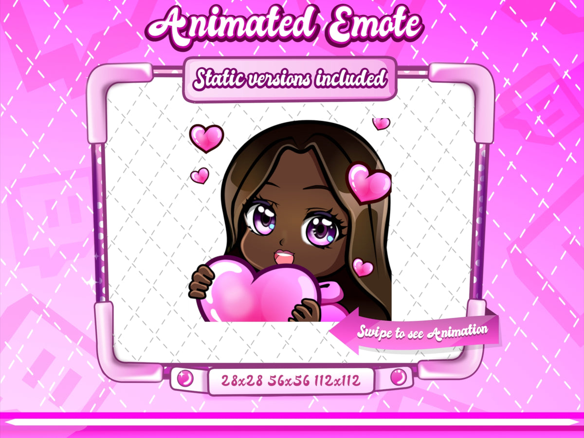 Animated black girl chibi love emote