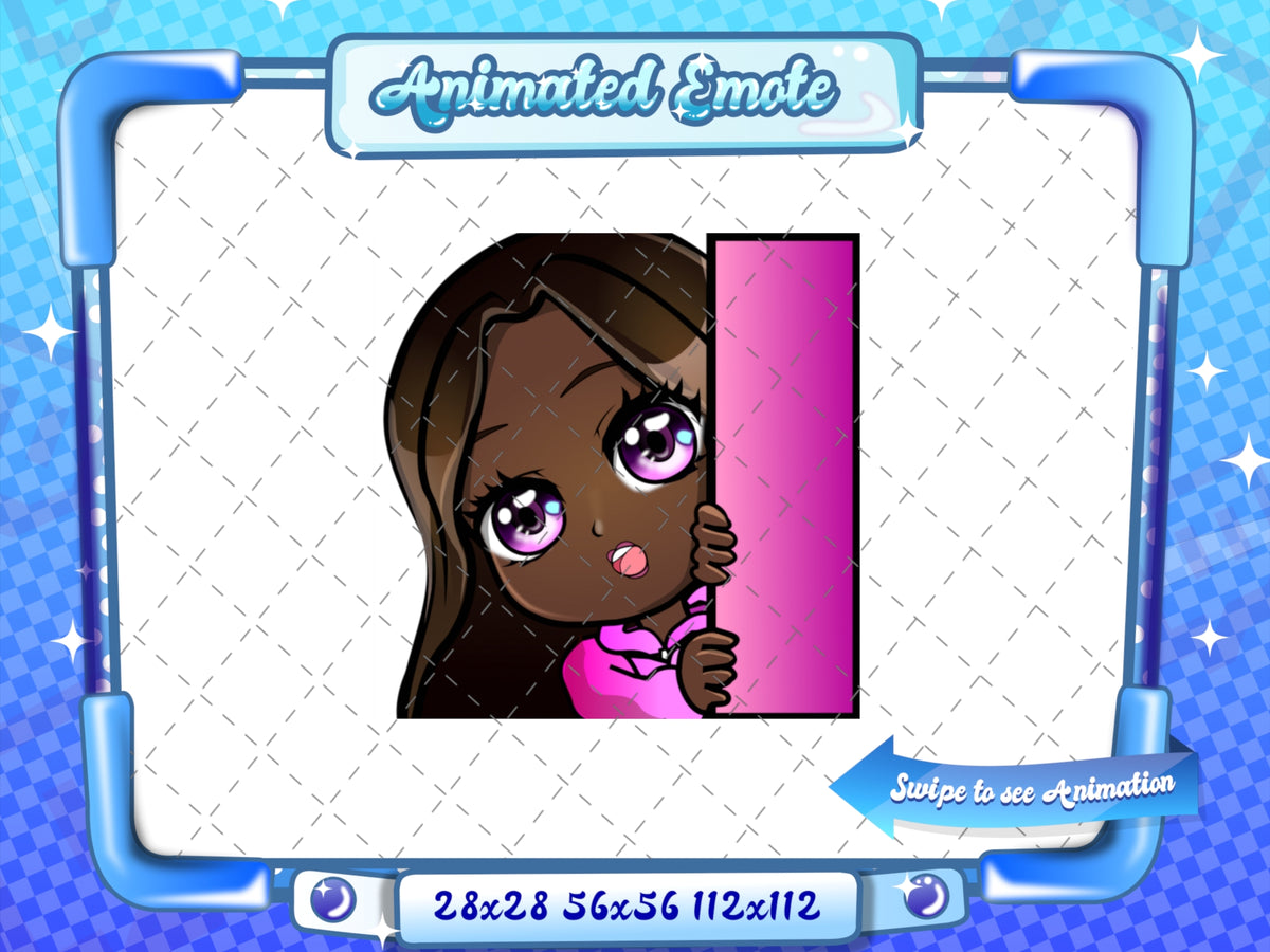 Animated black girl chibi lurk emote