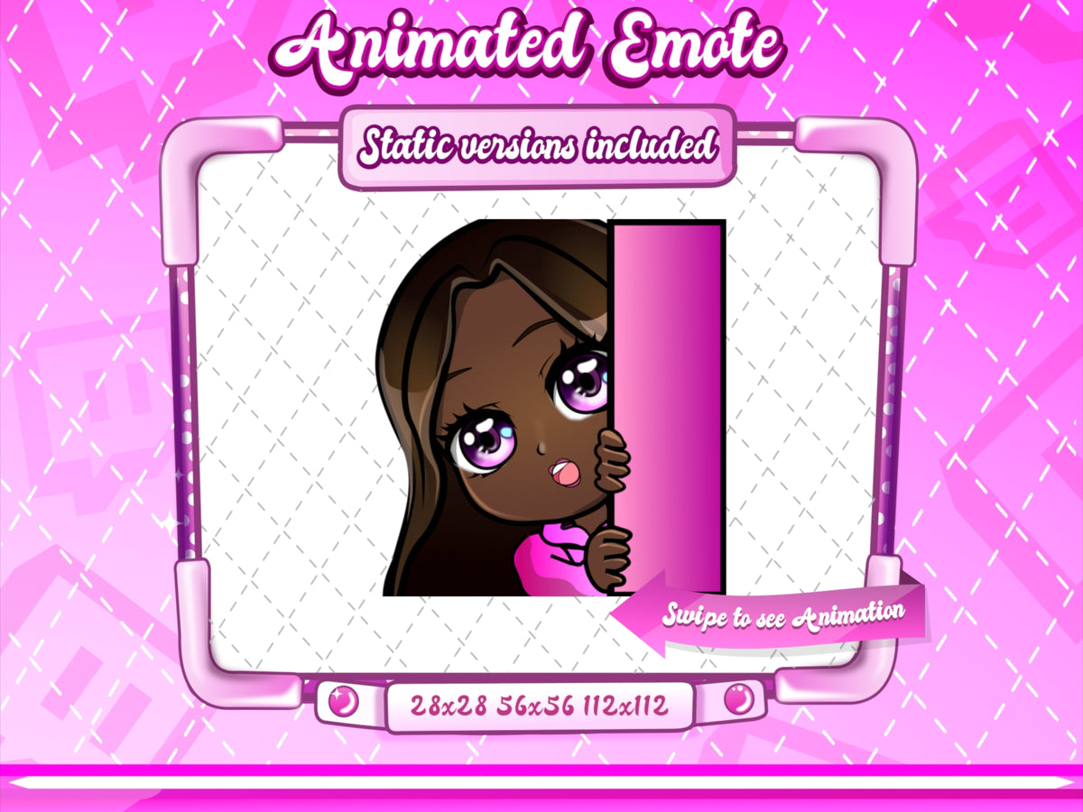 Animated black girl chibi lurk emote