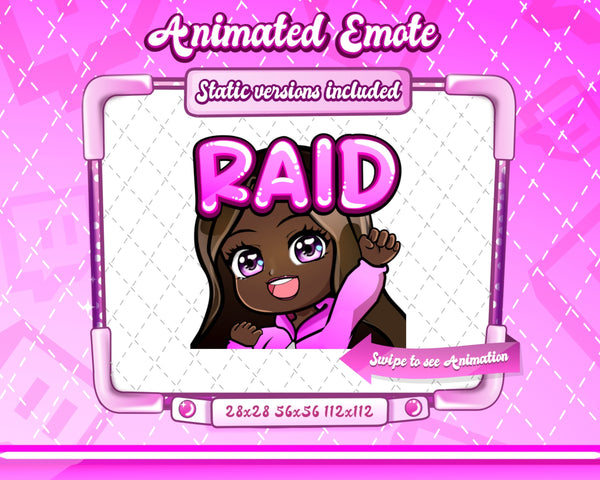 Animated black girl chibi raid emote