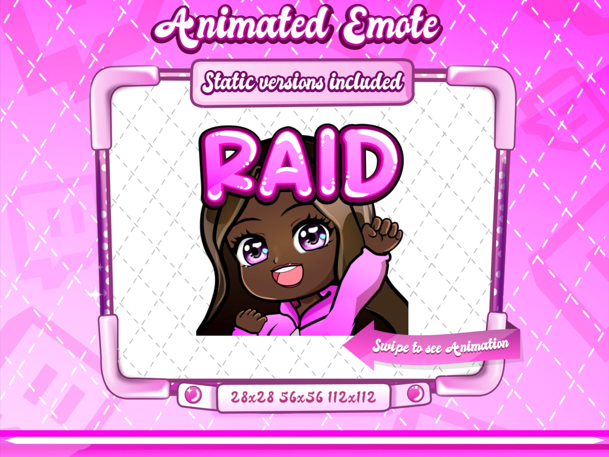 Animated black girl chibi raid emote