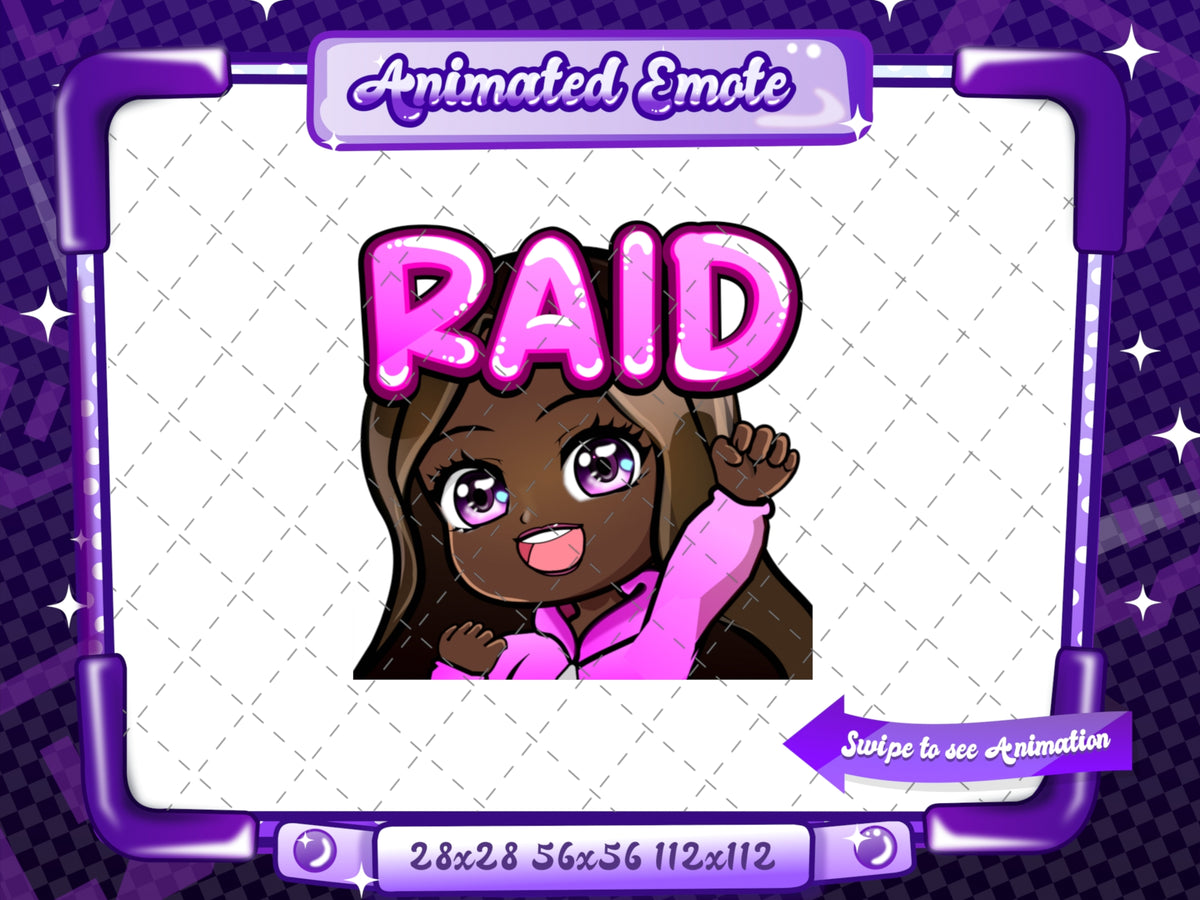 Animated black girl chibi raid emote