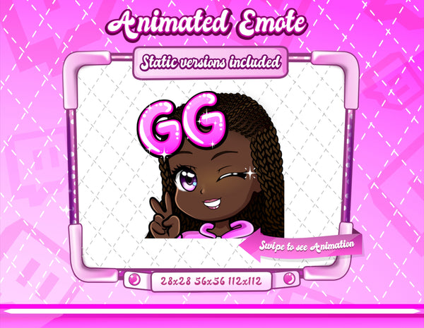 Animated braided black girl chibi emotes V1