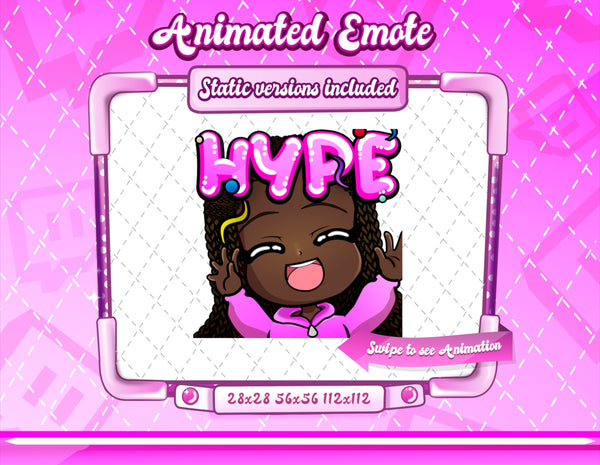 Animated braided black girl chibi emotes V1